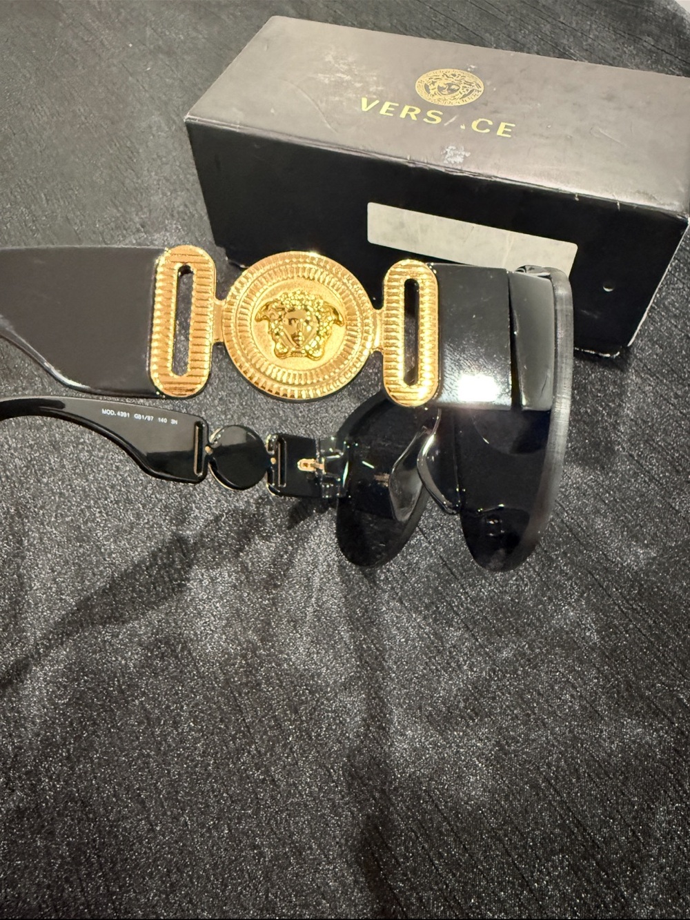Versace Black Sunglasses with Gold Medusa Hardware